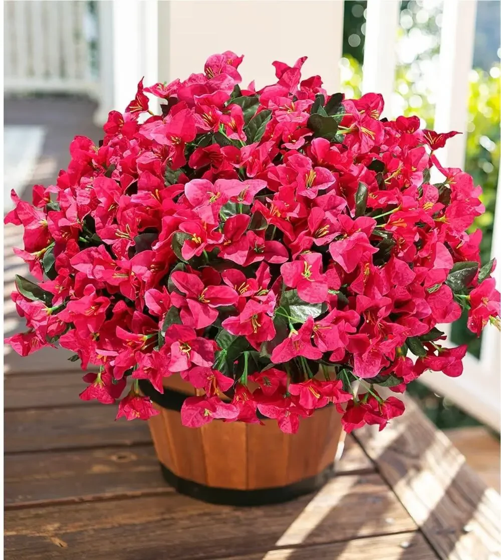 Artificial Bougainvillea Hot Pink Silk Flowers Outdoor Bundle